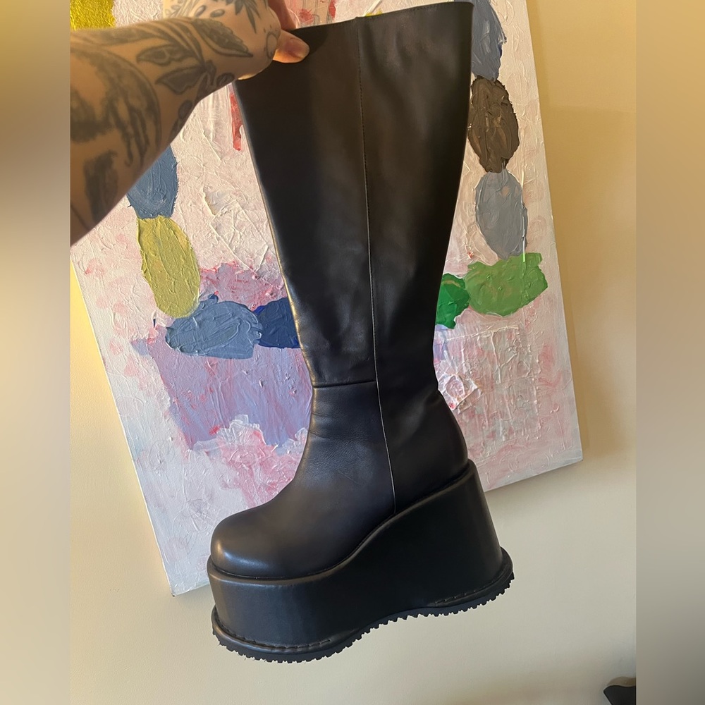 Platform Leather Unif Boots - image 4